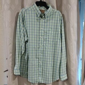 Roundtree & Yorke Light Blue and Green Checkered Shirt